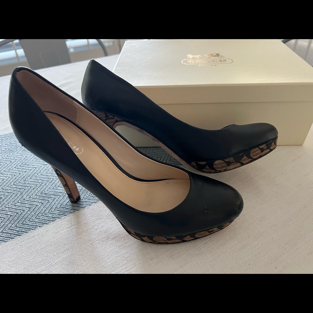 Coach black heels, size 8 1/2